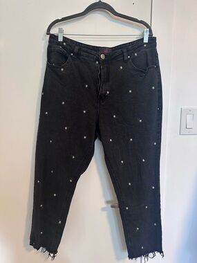 NOBO Black Skinny Jeans with Daisy Embroidery